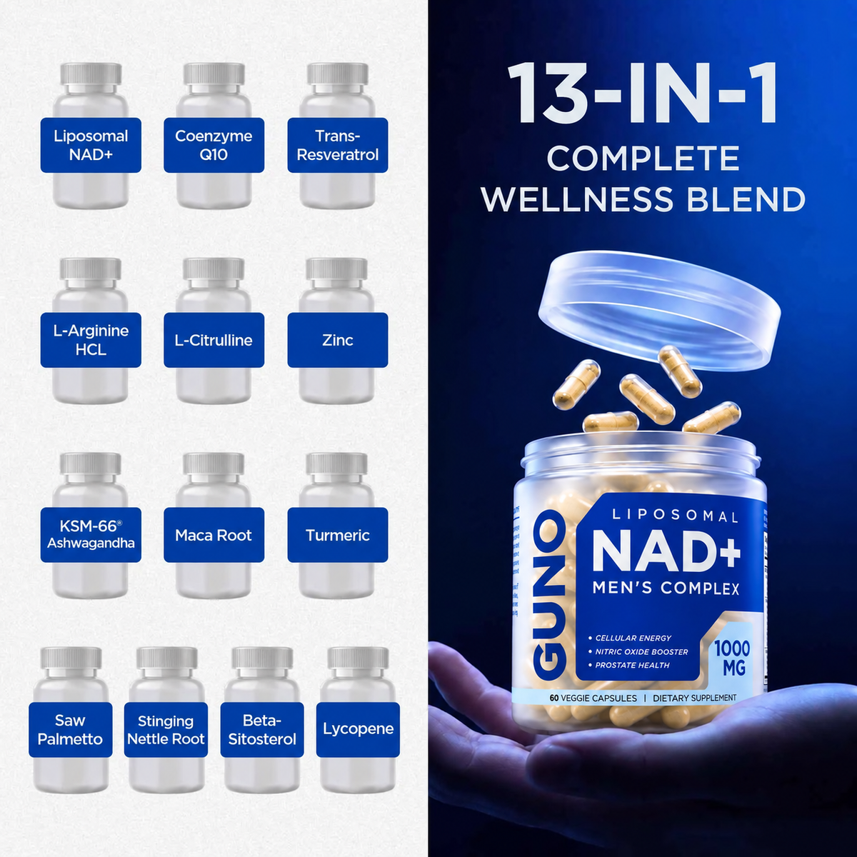 GUNO Liposomal NAD+ Men's Complex 13-ingredient formula