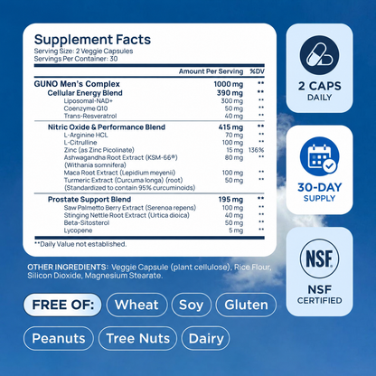 GUNO Liposomal NAD+ Men's Complex Supplement Facts